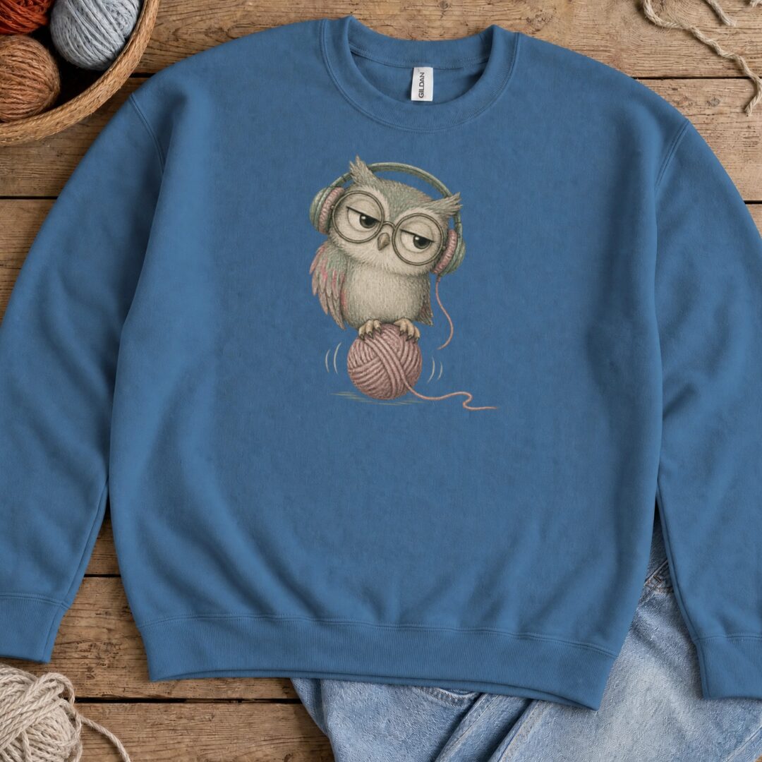 Chilling Owl Sweatshirt Indigo Blue t-shirt