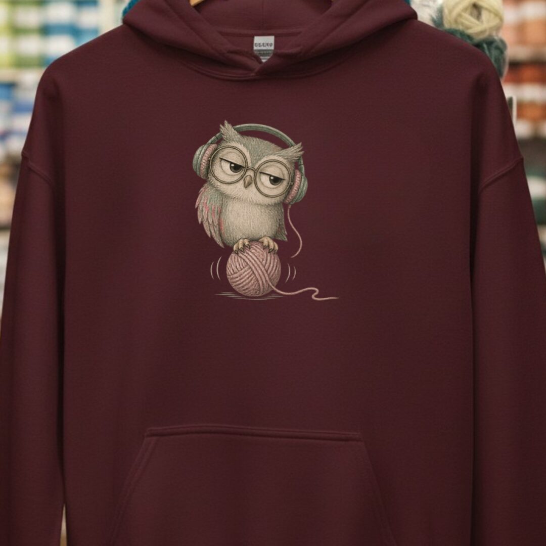 Chilling Owl Hoodie Maroon t-shirt