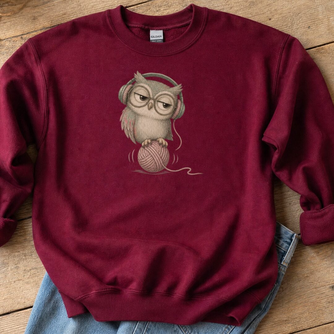 Chilling Owl Sweatshirt Maroon t-shirt