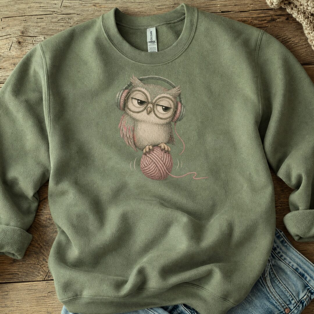 Chilling Owl Sweatshirt Military Green t-shirt