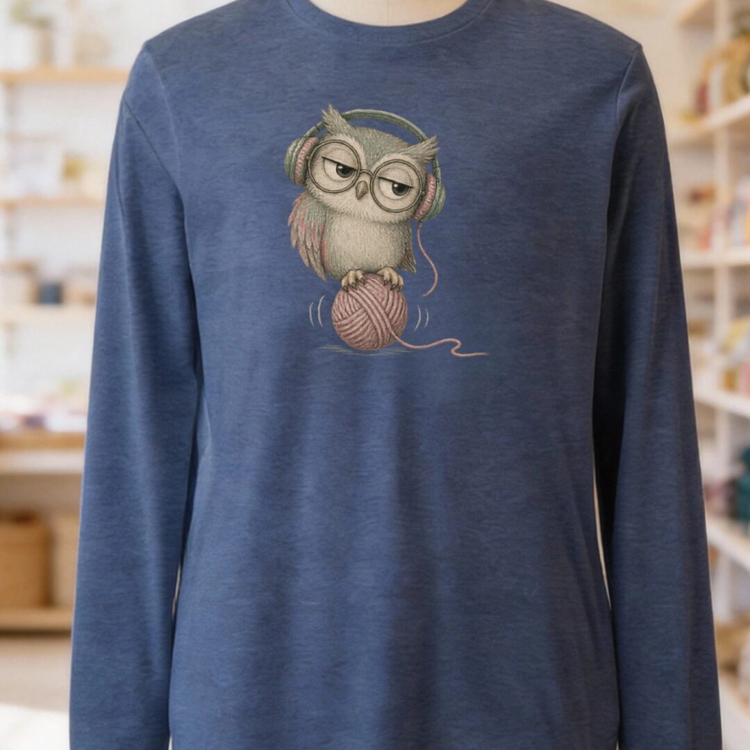 Chilling Owl Long Sleeve Tee Navy t-shirt
