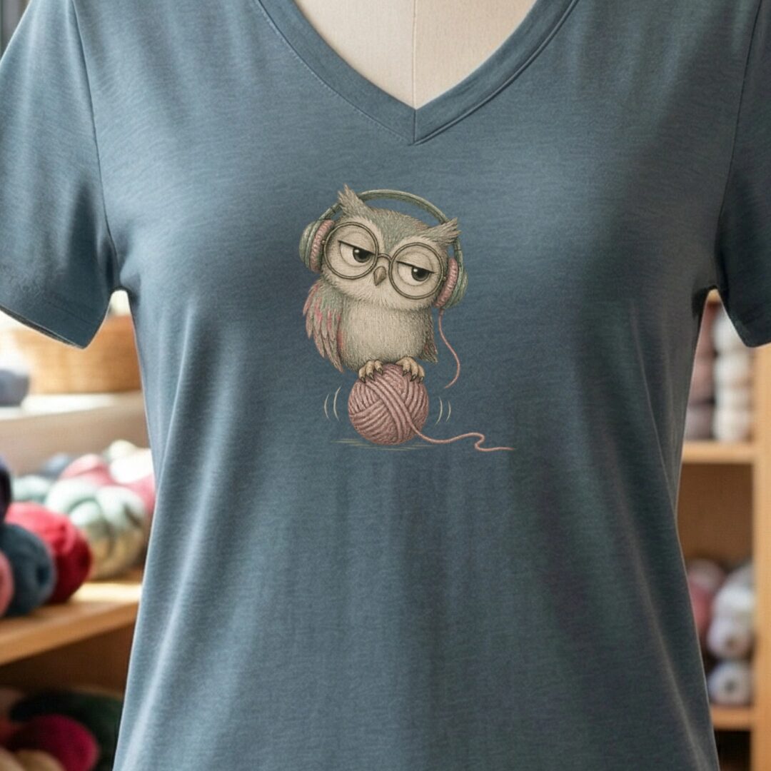 Chilling Owl V-Neck T-Shirt Slate t-shirt