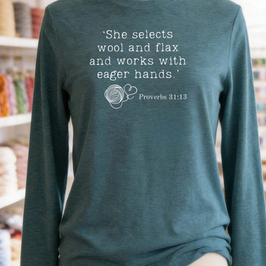 Christian Proverb Long Sleeve Tee Teal t-shirt