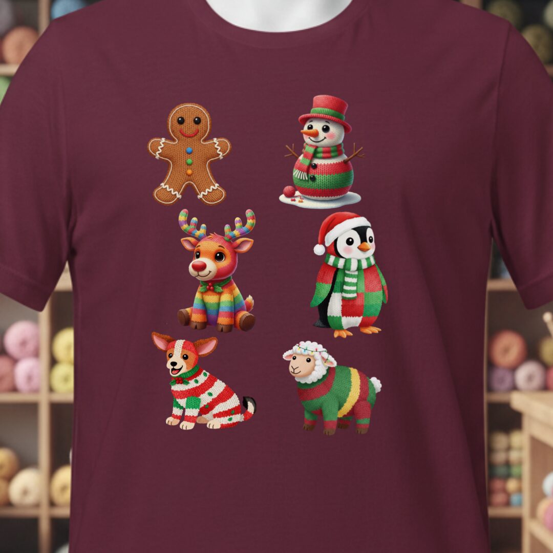 Christmas Knit T-Shirt Maroon t-shirt