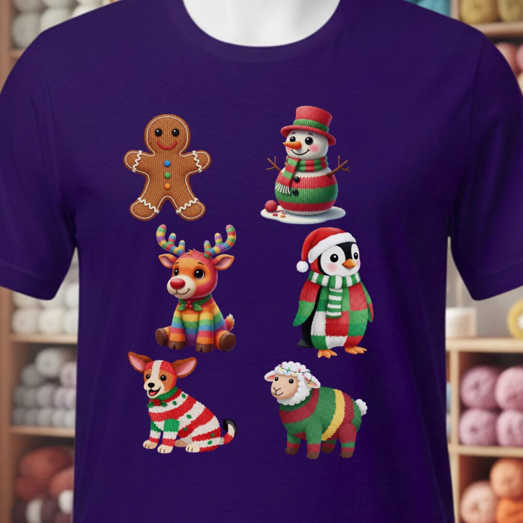 Christmas Knit T-Shirt Purple t-shirt