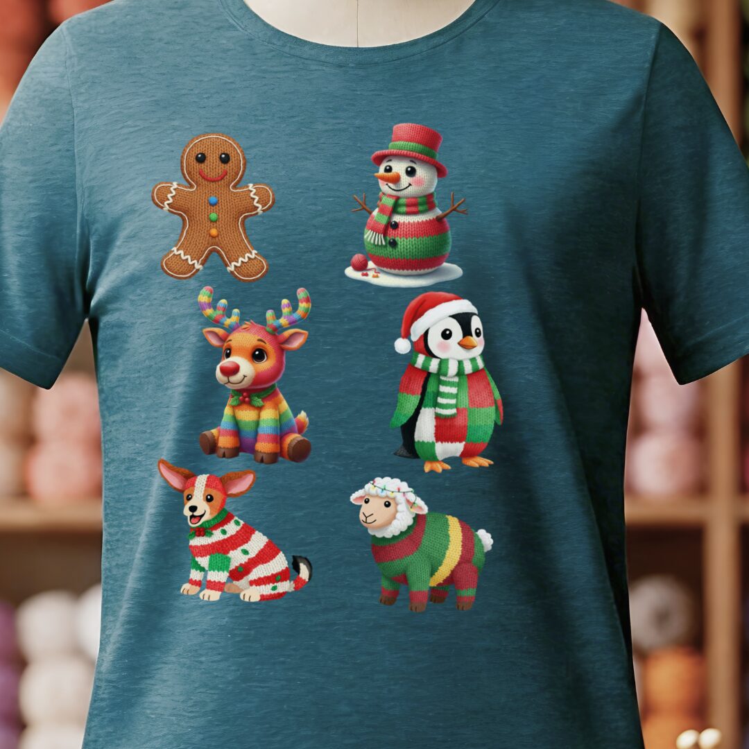 Christmas Knit T-Shirt Teal Blue t-shirt