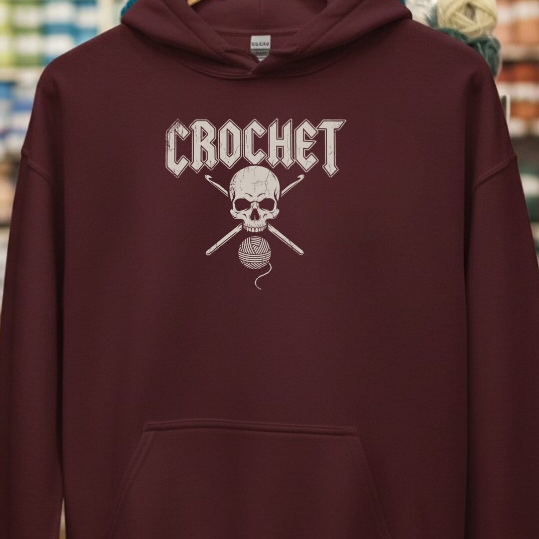 Classic Rock Crochet Hoodie Maroon t-shirt