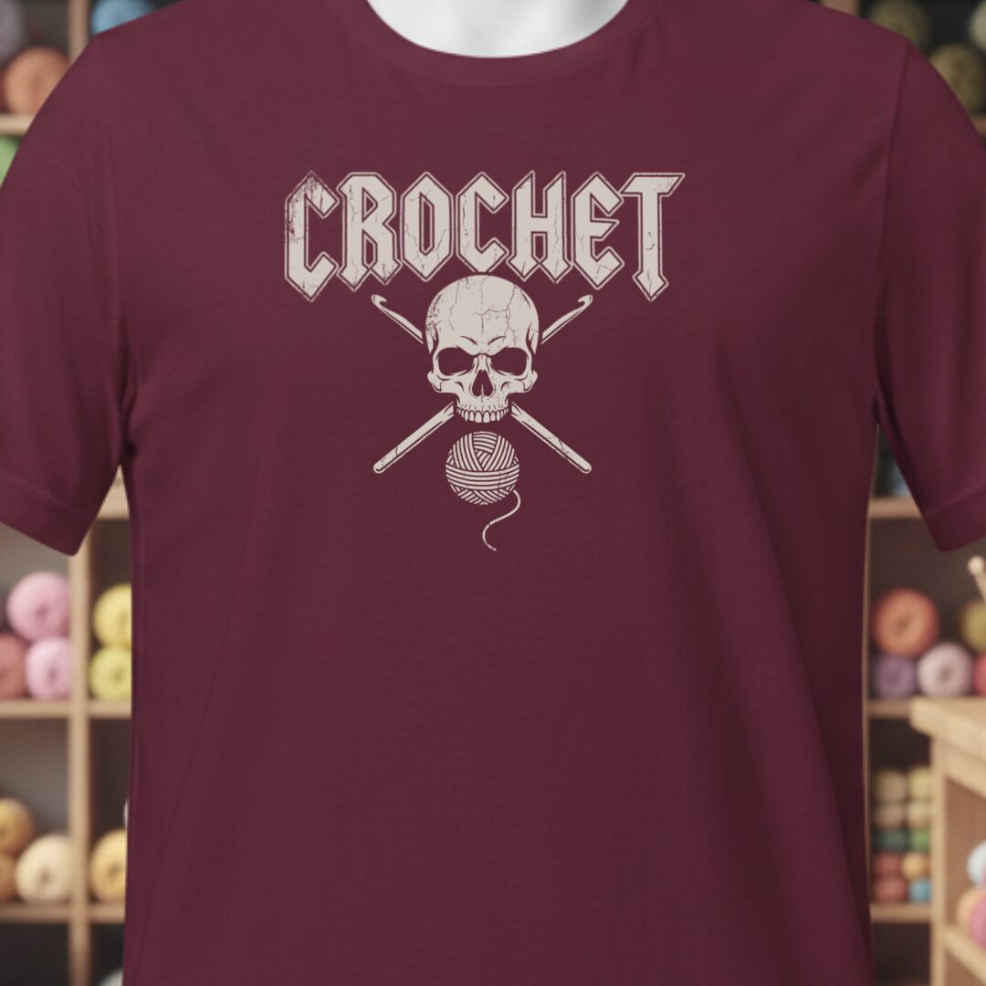 Classic Rock Crochet T-Shirt Maroon t-shirt