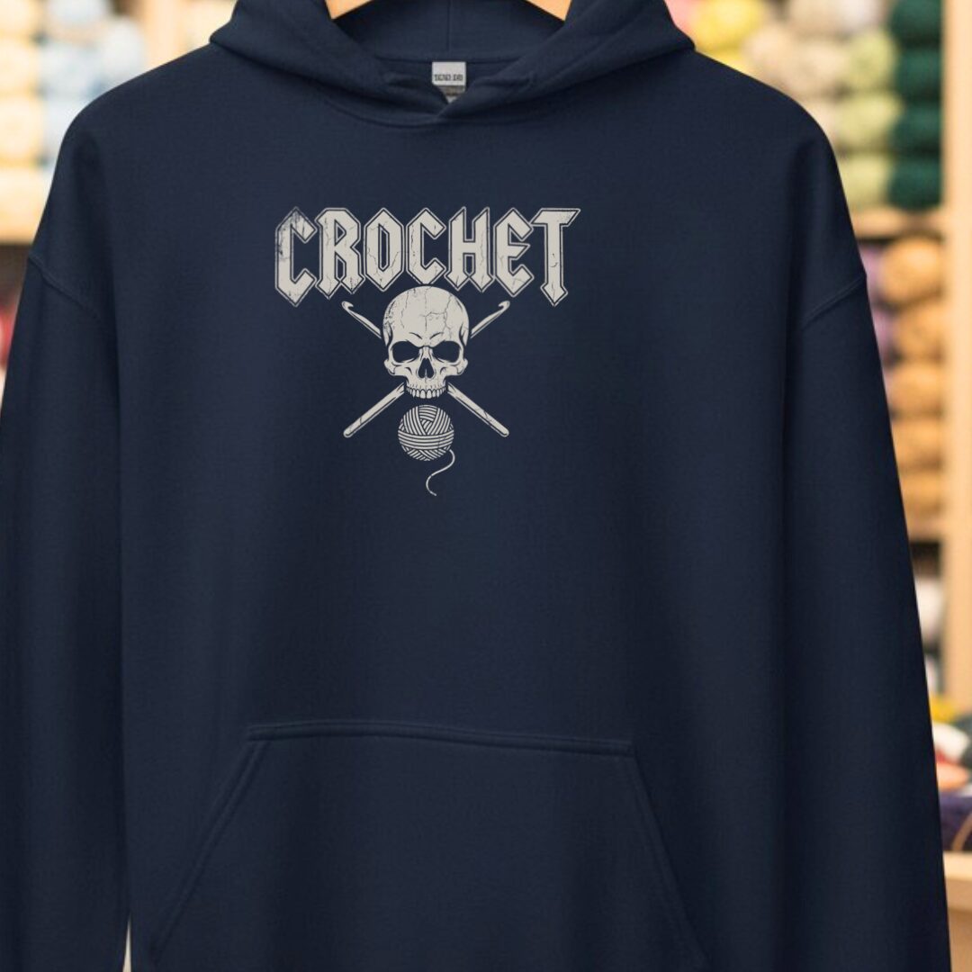 Classic Rock Crochet Hoodie Navy t-shirt