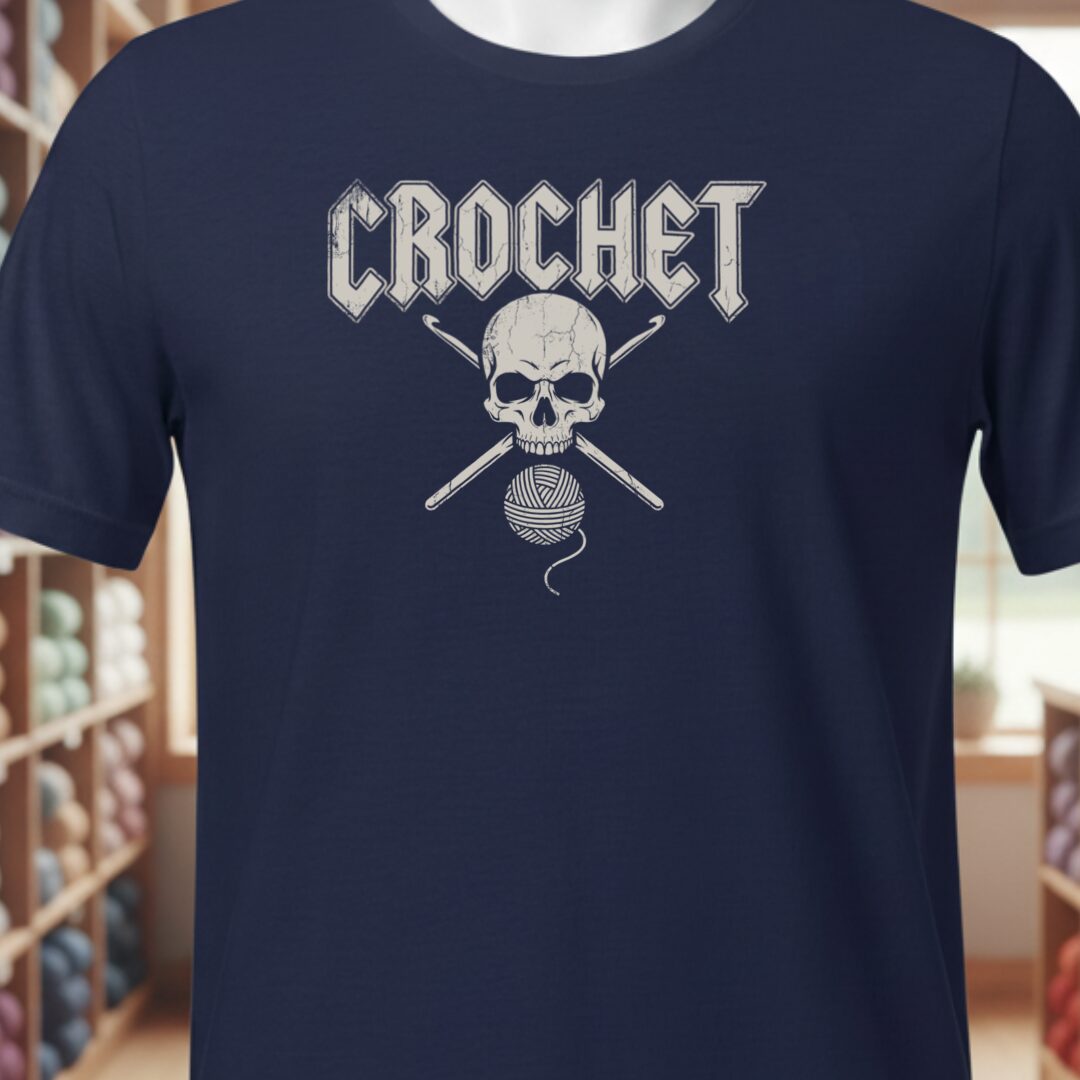 Classic Rock Crochet T-Shirt Navy t-shirt