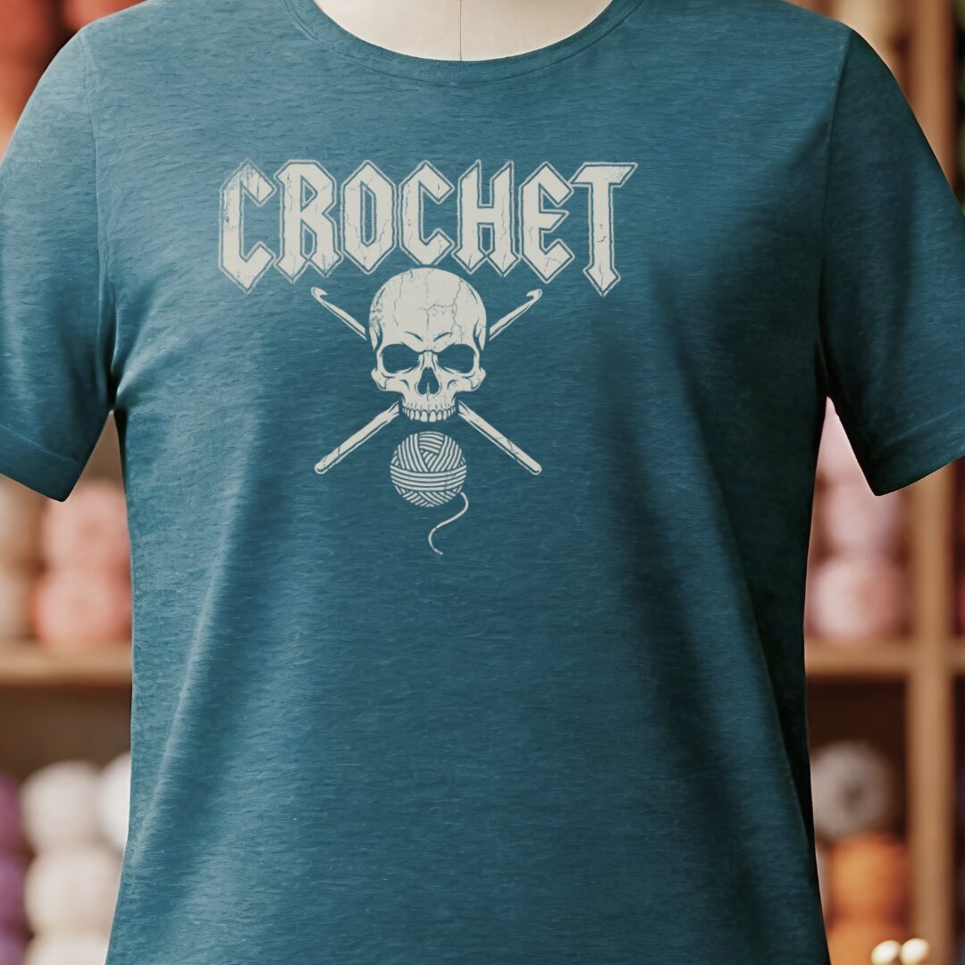 Classic Rock Crochet T-Shirt Teal Blue t-shirt