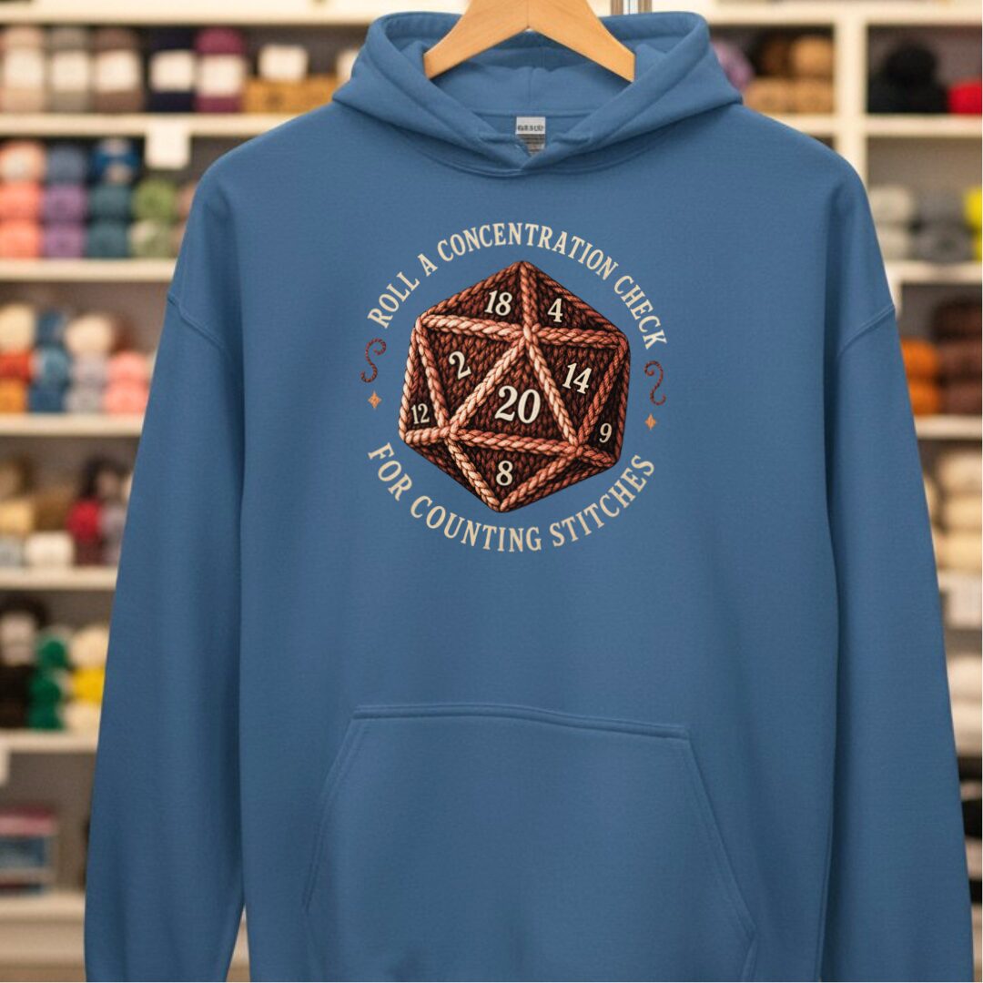 Concentration Check Hoodie Indigo Blue t-shirt