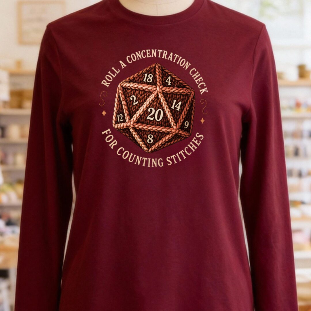 Concentration Check Long Sleeve Tee Maroon t-shirt