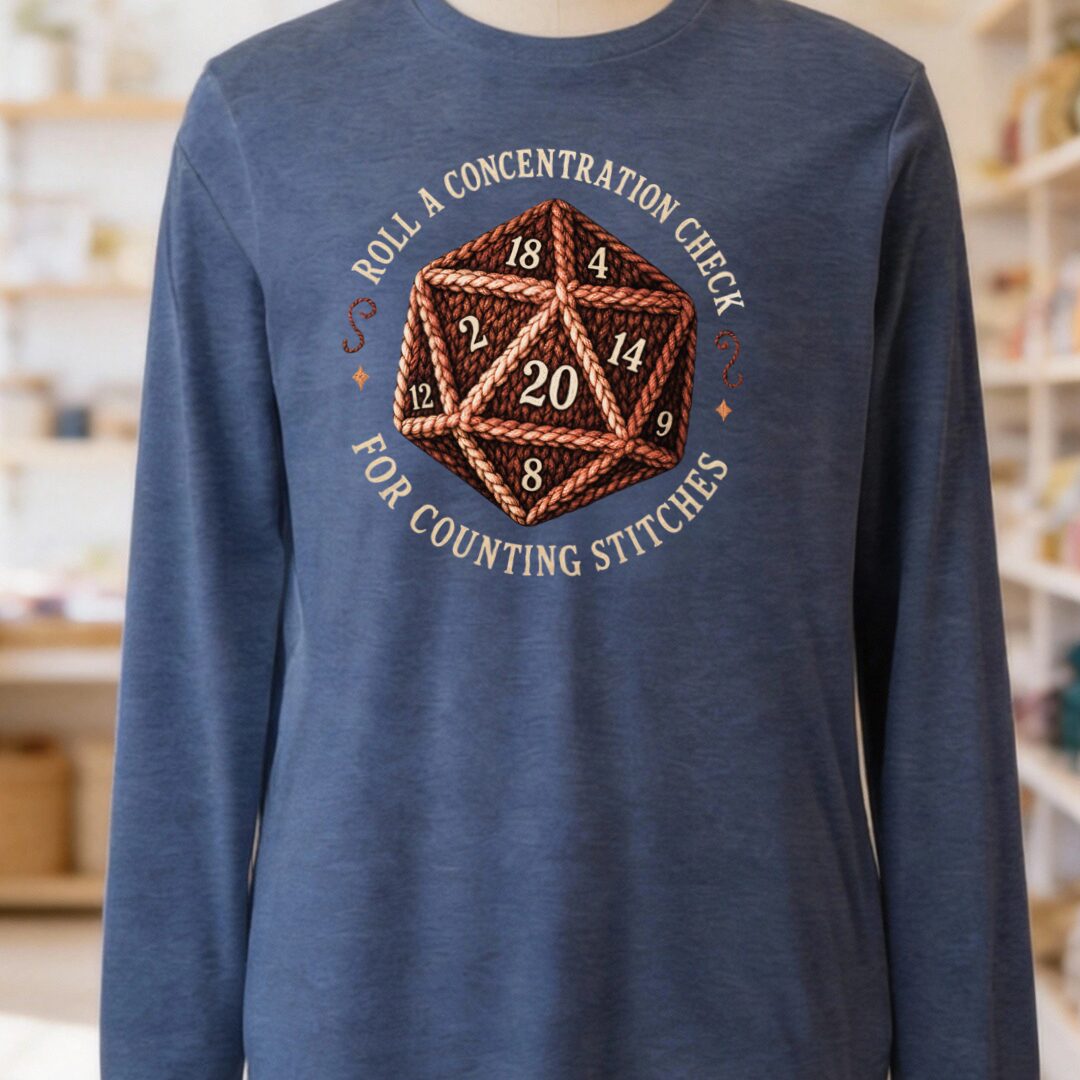 Concentration Check Long Sleeve Tee Navy t-shirt
