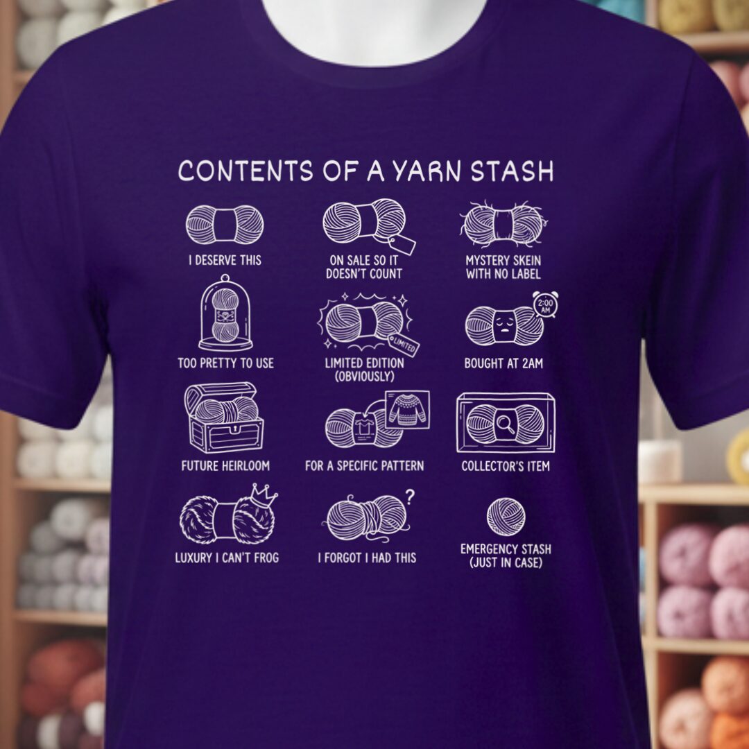 Contents of A Stash T-Shirt Purple t-shirt