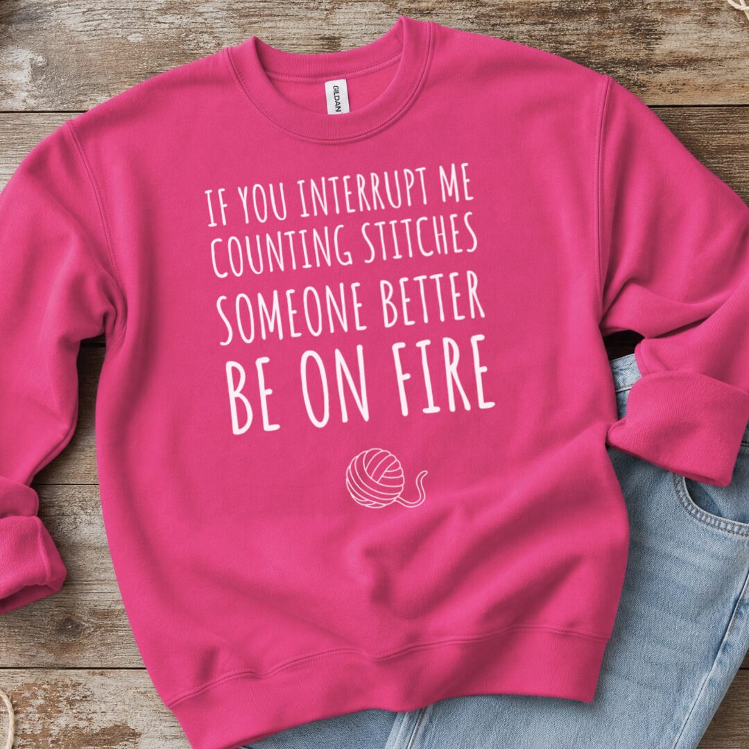 Counting Stitches Sweatshirt Bright Pink t-shirt