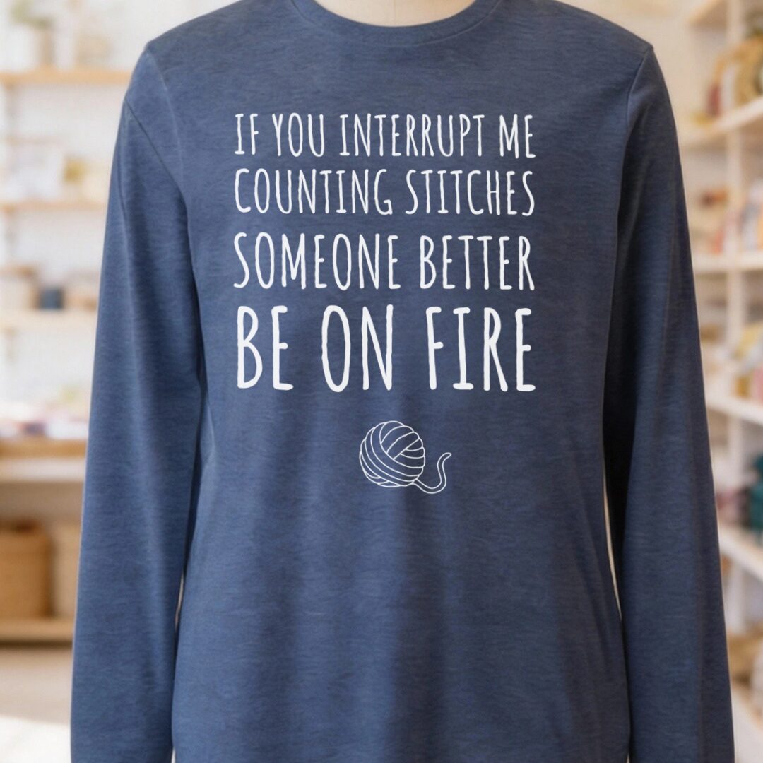 Counting Stitches Long Sleeve Tee Navy t-shirt