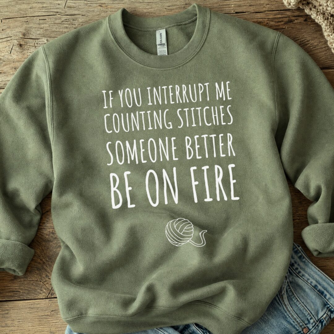 Counting Stitches Sweatshirt Military Green t-shirt