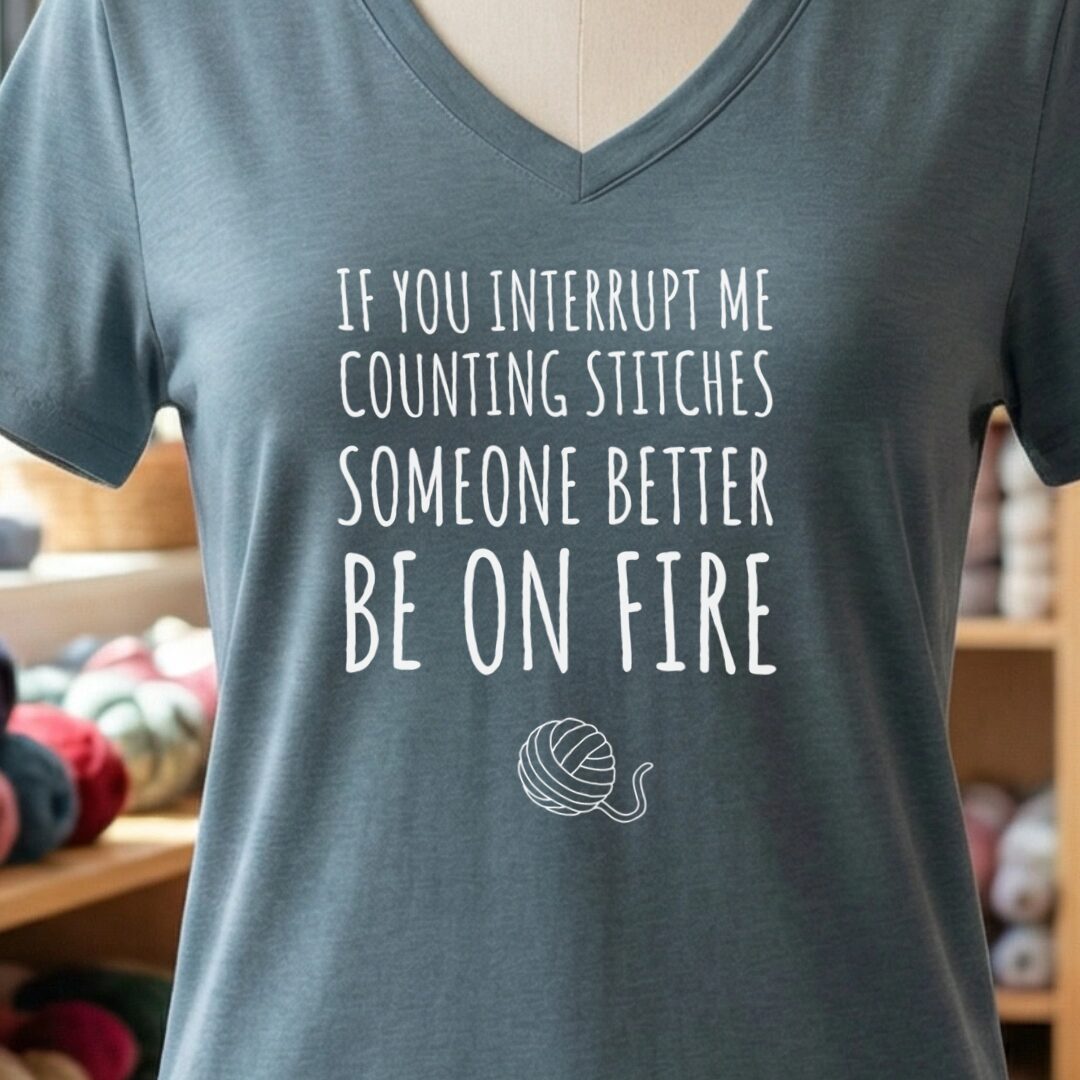 Counting Stitches V-Neck T-Shirt Slate t-shirt