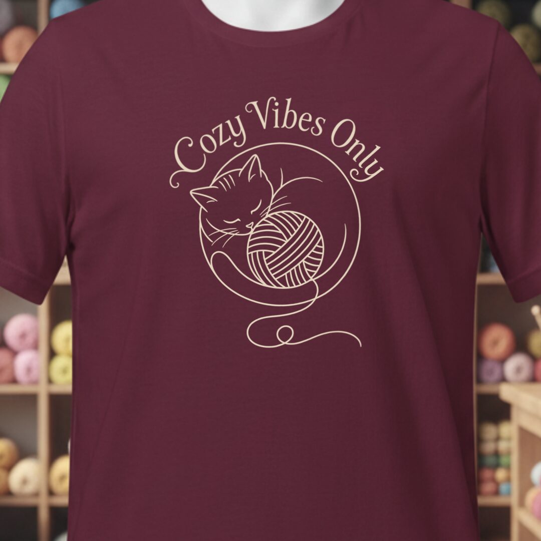 Cozy Vibes Only Maroon T-Shirt.jpg