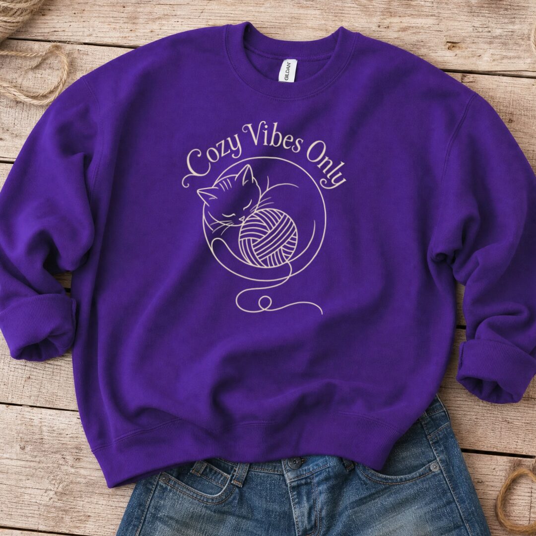Cozy Vibes Only Purple Sweatshirt.jpg