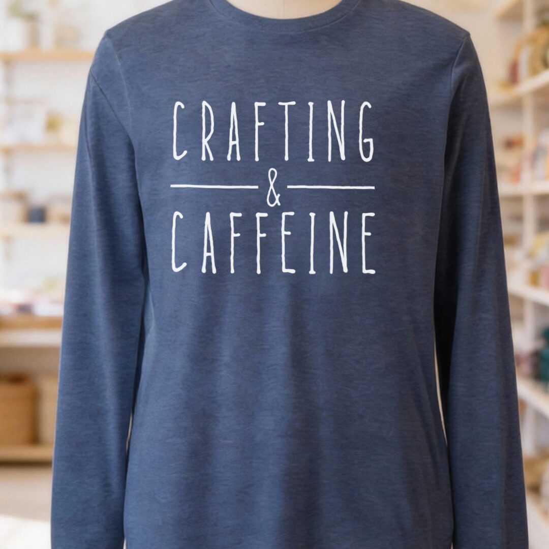 Crafting & Caffeine Long Sleeve Tee Navy t-shirt