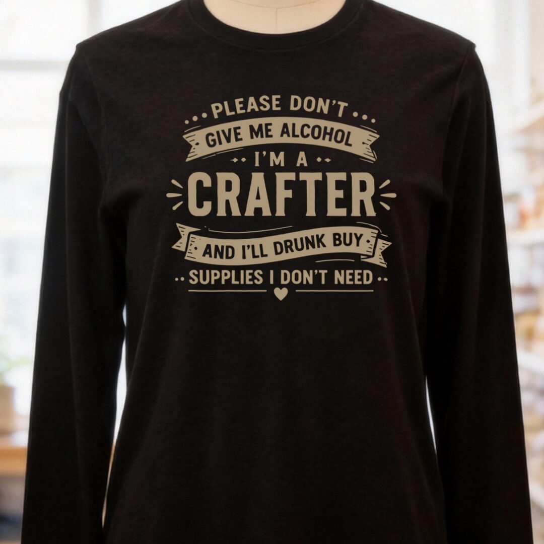 Crafting Drunk Long Sleeve Tee Black t-shirt