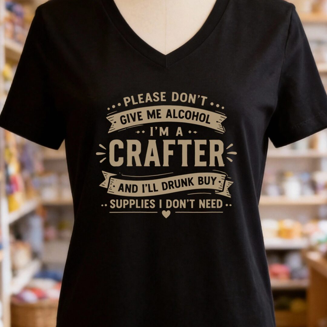 Crafting Drunk V-Neck T-Shirt Black t-shirt