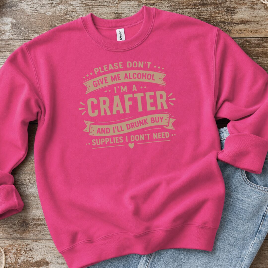 Crafting Drunk Sweatshirt Bright Pink t-shirt