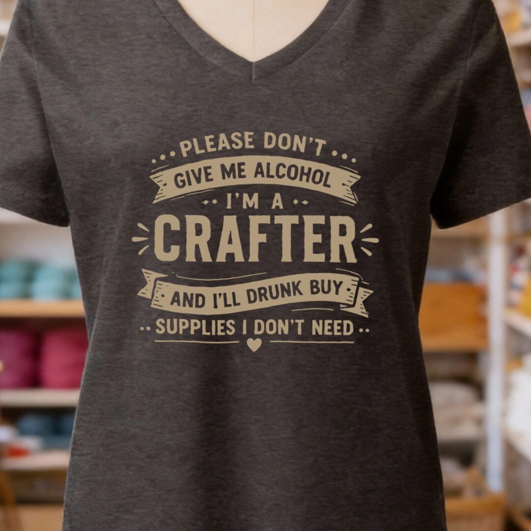 Crafting Drunk V-Neck T-Shirt Dark Grey t-shirt