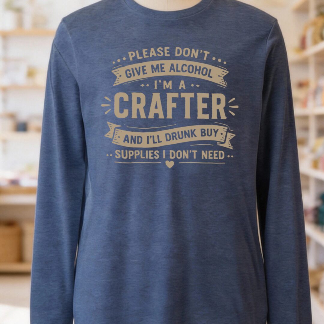 Crafting Drunk Long Sleeve Tee Navy t-shirt