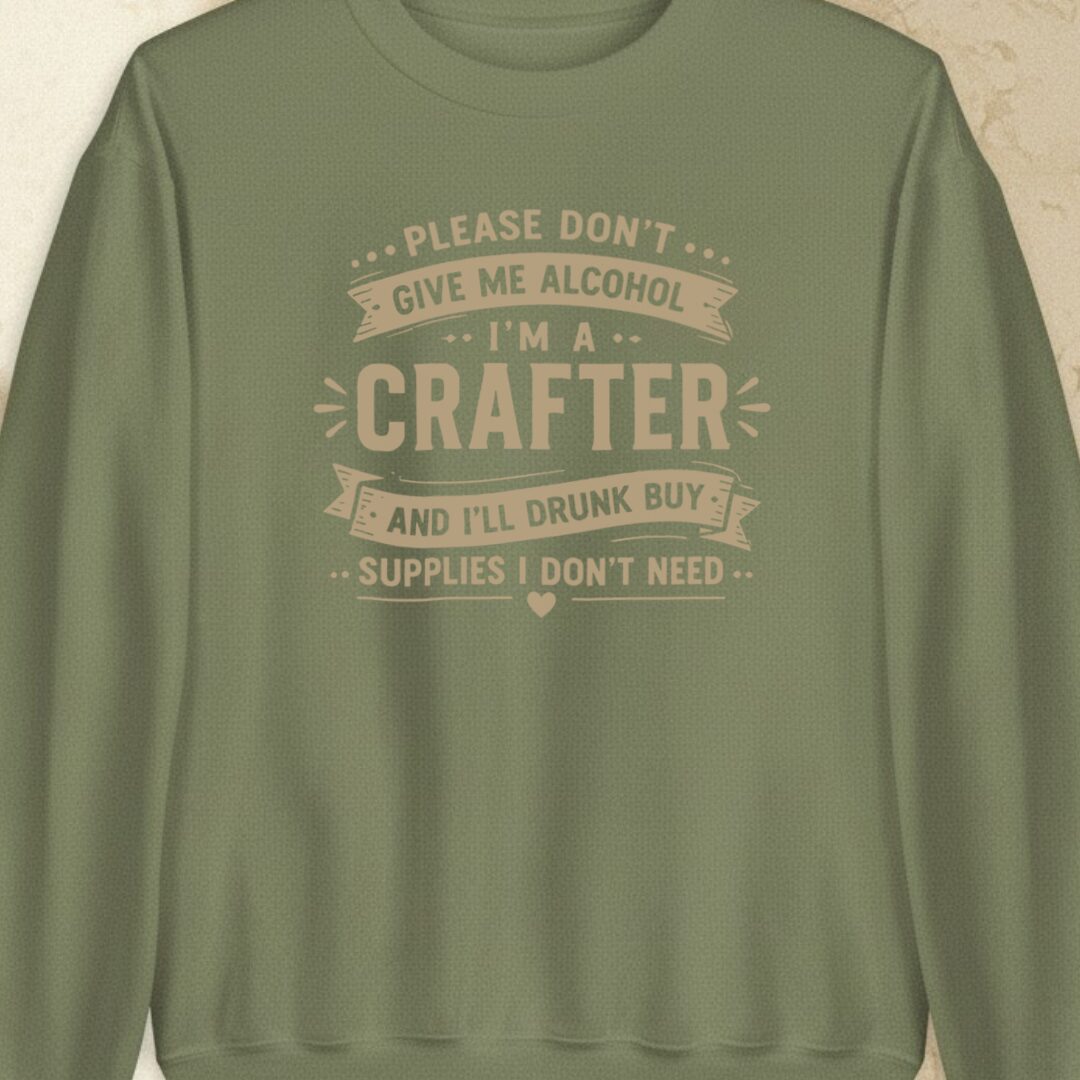 Crafting Drunk Military Green Sweatshirt.jpg