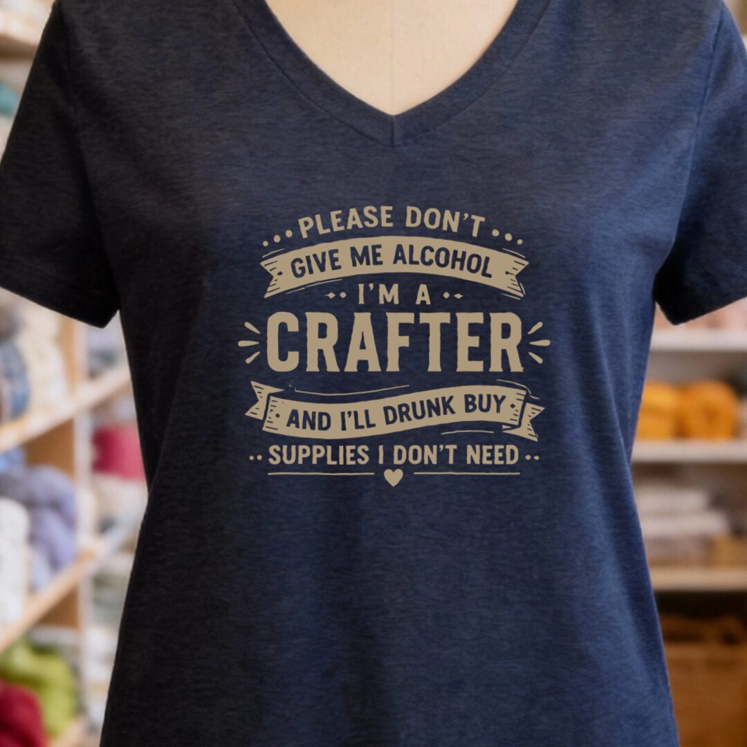 Crafting Drunk V-Neck T-Shirt Navy t-shirt