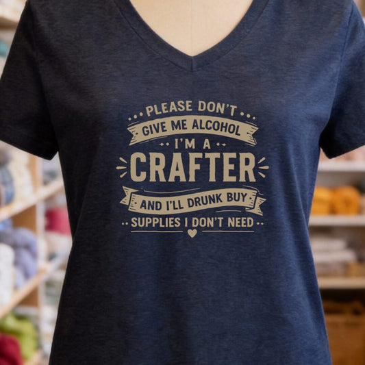 Crafting Drunk V-Neck T-Shirt Navy t-shirt
