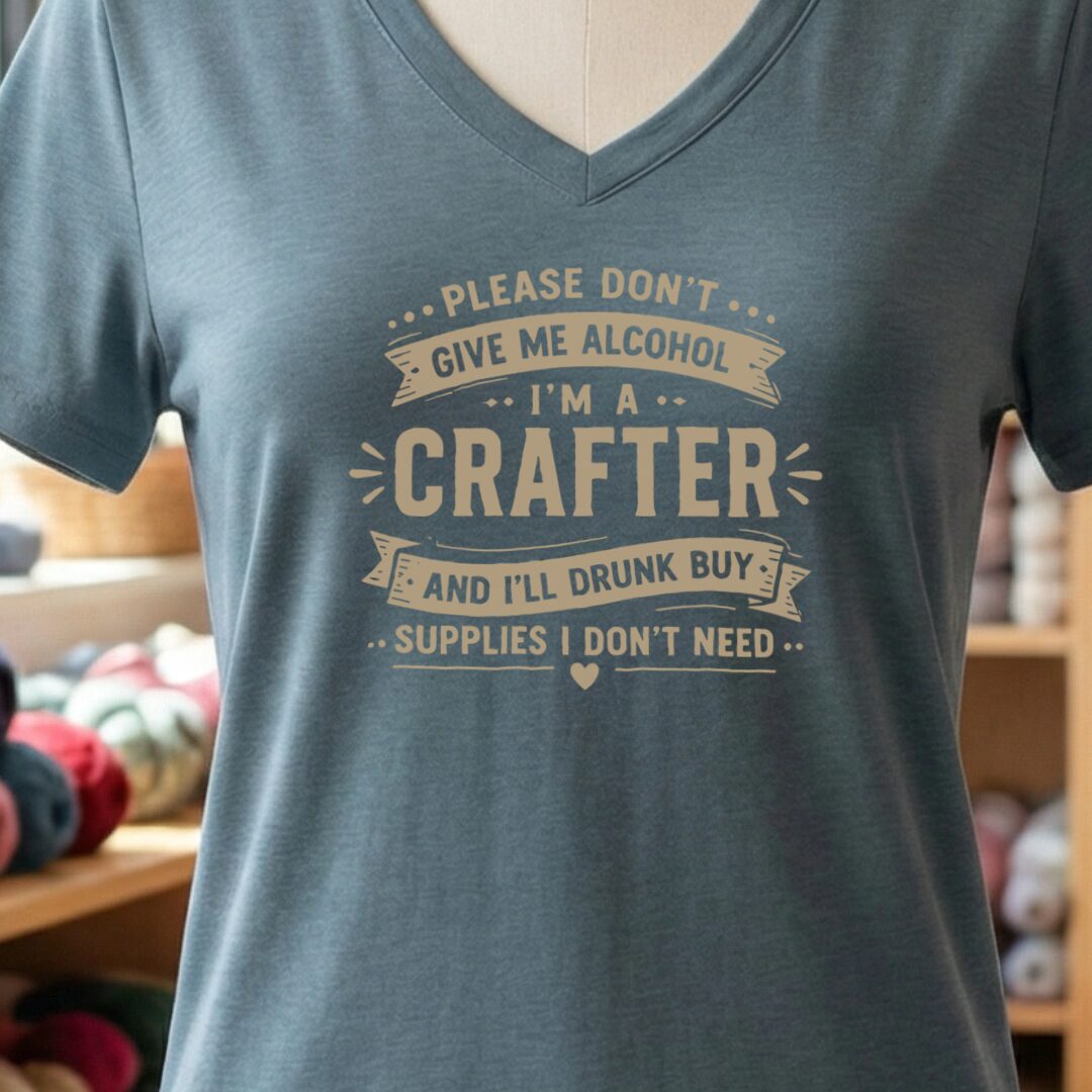 Crafting Drunk V-Neck T-Shirt Slate t-shirt