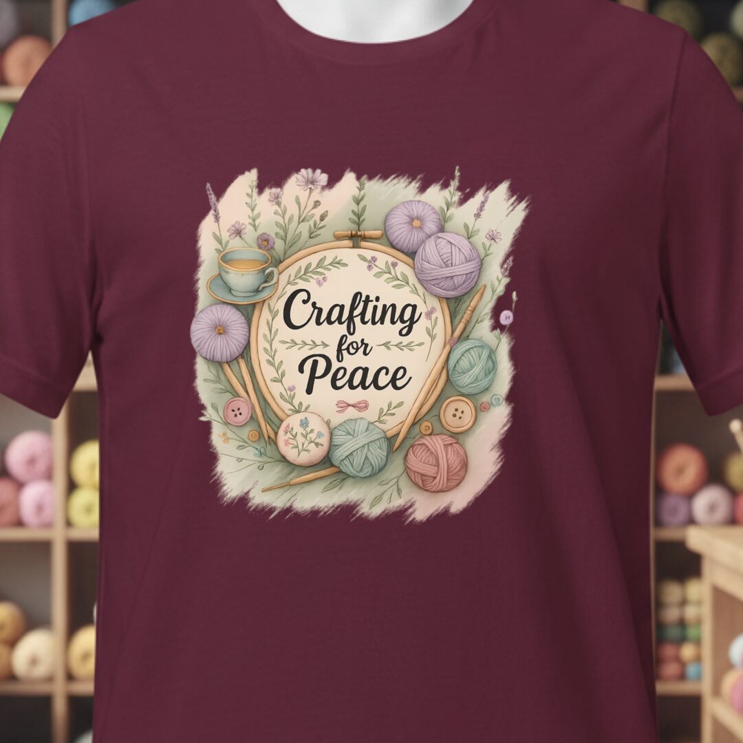 Crafting for Peace T-Shirt Maroon t-shirt