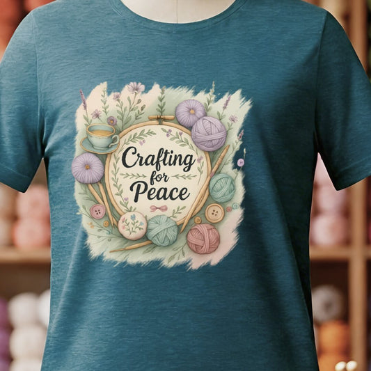 Crafting for Peace T-Shirt Teal Blue t-shirt