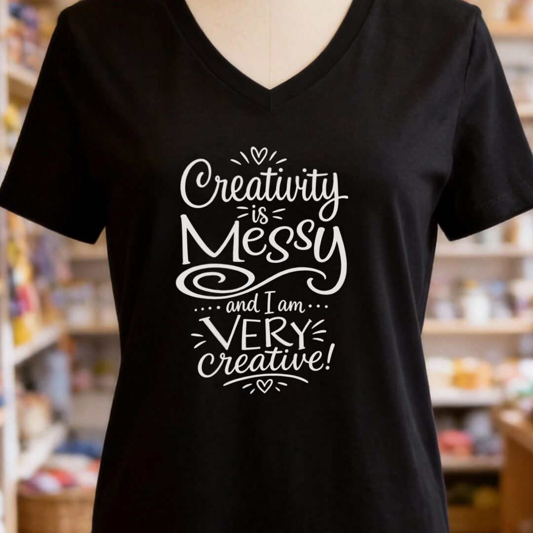 Creativity Is Messy V-Neck T-Shirt Black t-shirt