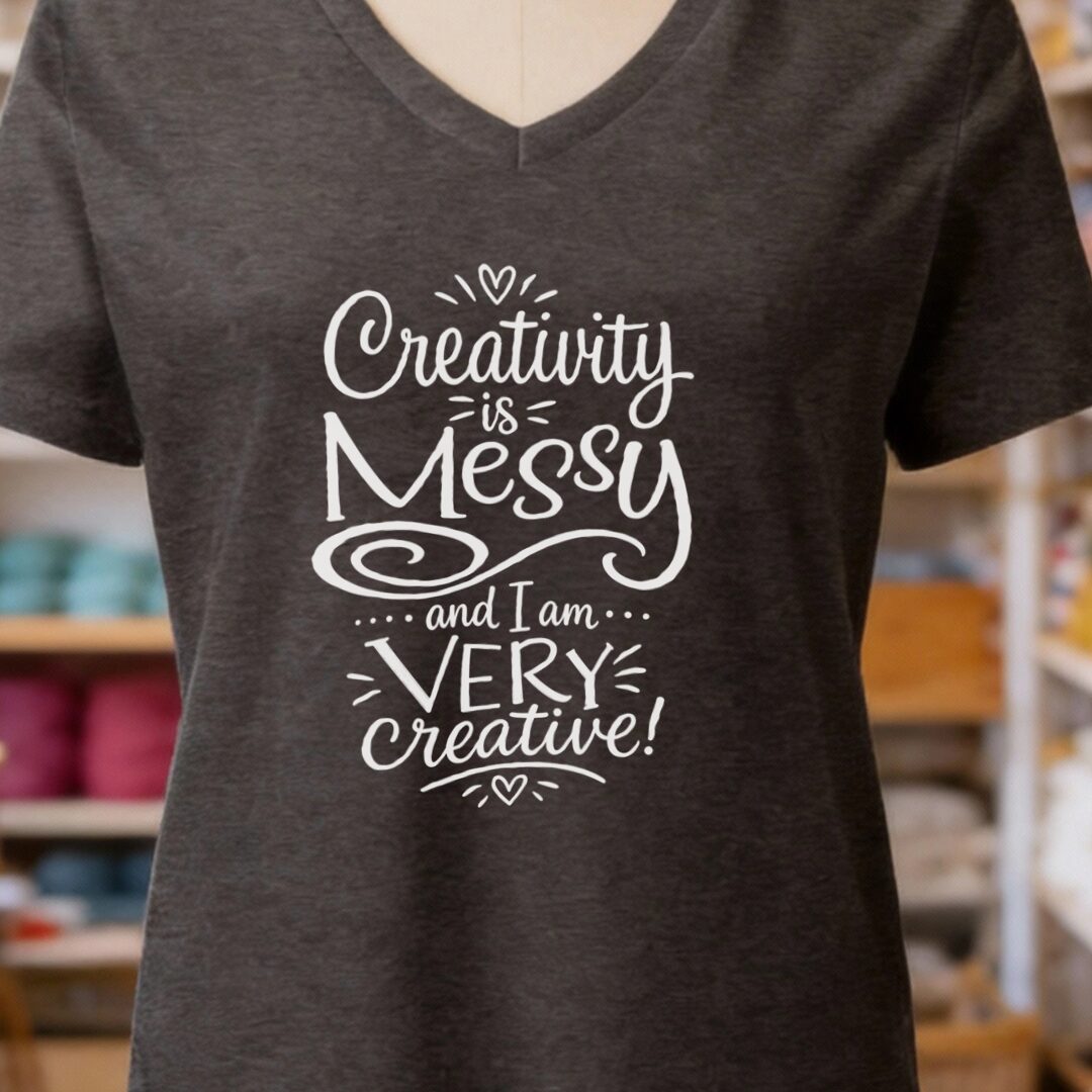 Creativity Is Messy V-Neck T-Shirt Dark Grey t-shirt