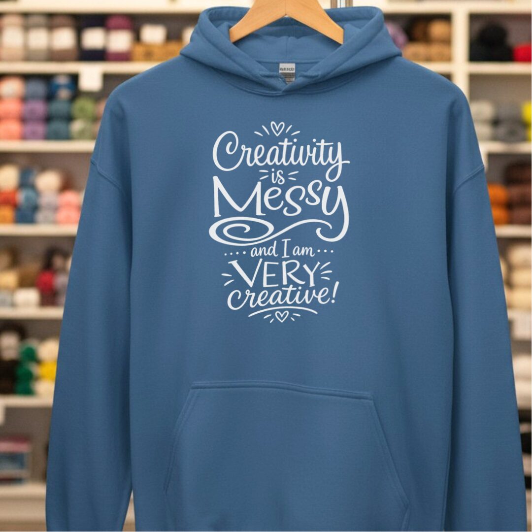 Creativity Is Messy Hoodie Indigo Blue t-shirt