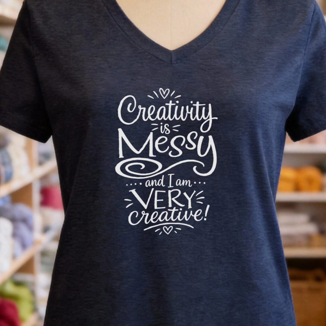 Creativity Is Messy V-Neck T-Shirt Navy t-shirt