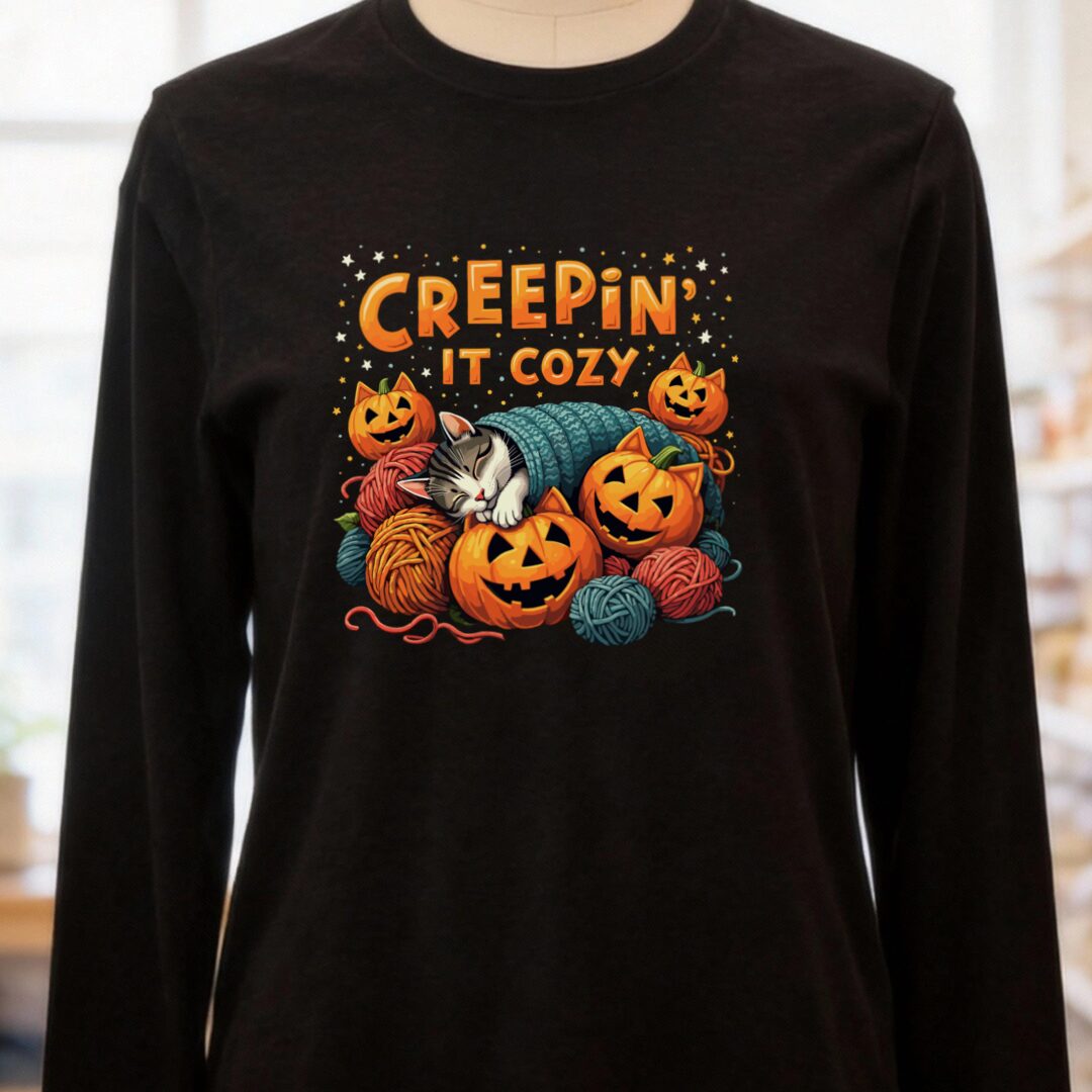 Creepin' It Cozy Long Sleeve Tee Black Heather t-shirt