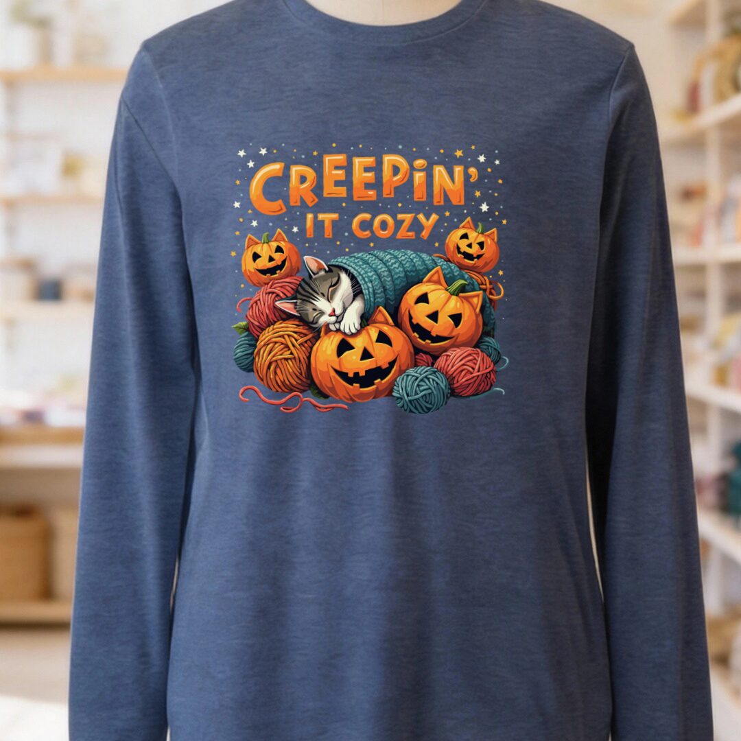 Creepin' It Cozy Long Sleeve Tee Navy t-shirt
