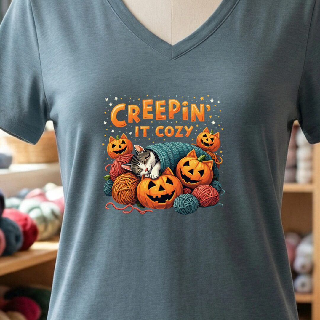 Creepin' It Cozy V-Neck T-Shirt Slate t-shirt