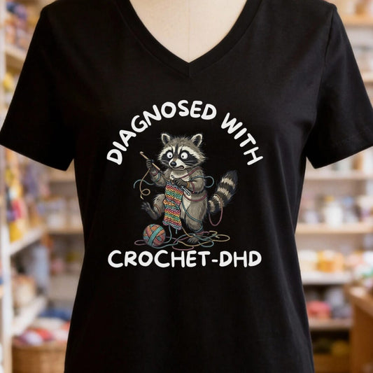 Crochet-DHD V-Neck T-Shirt Black t-shirt