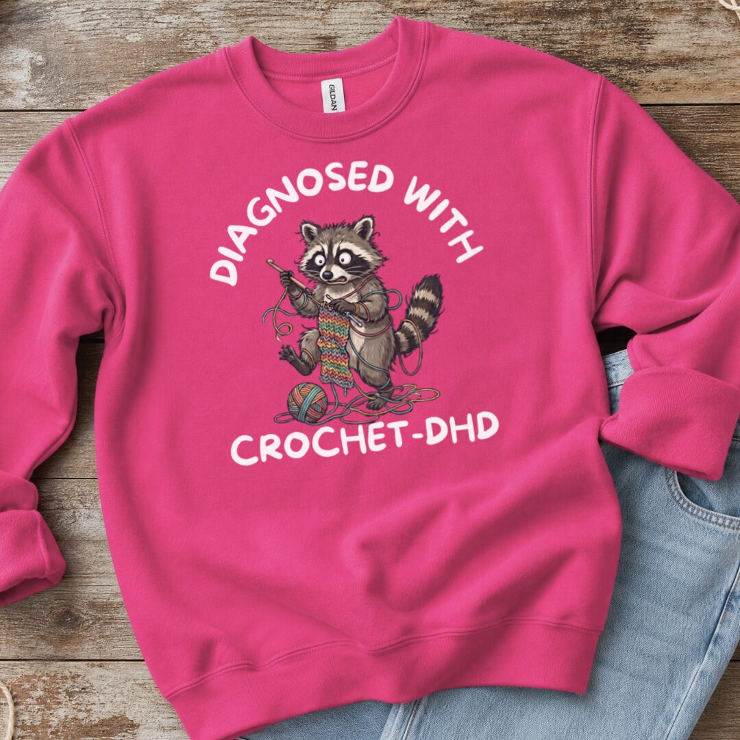 Crochet-DHD Sweatshirt Bright Pink t-shirt