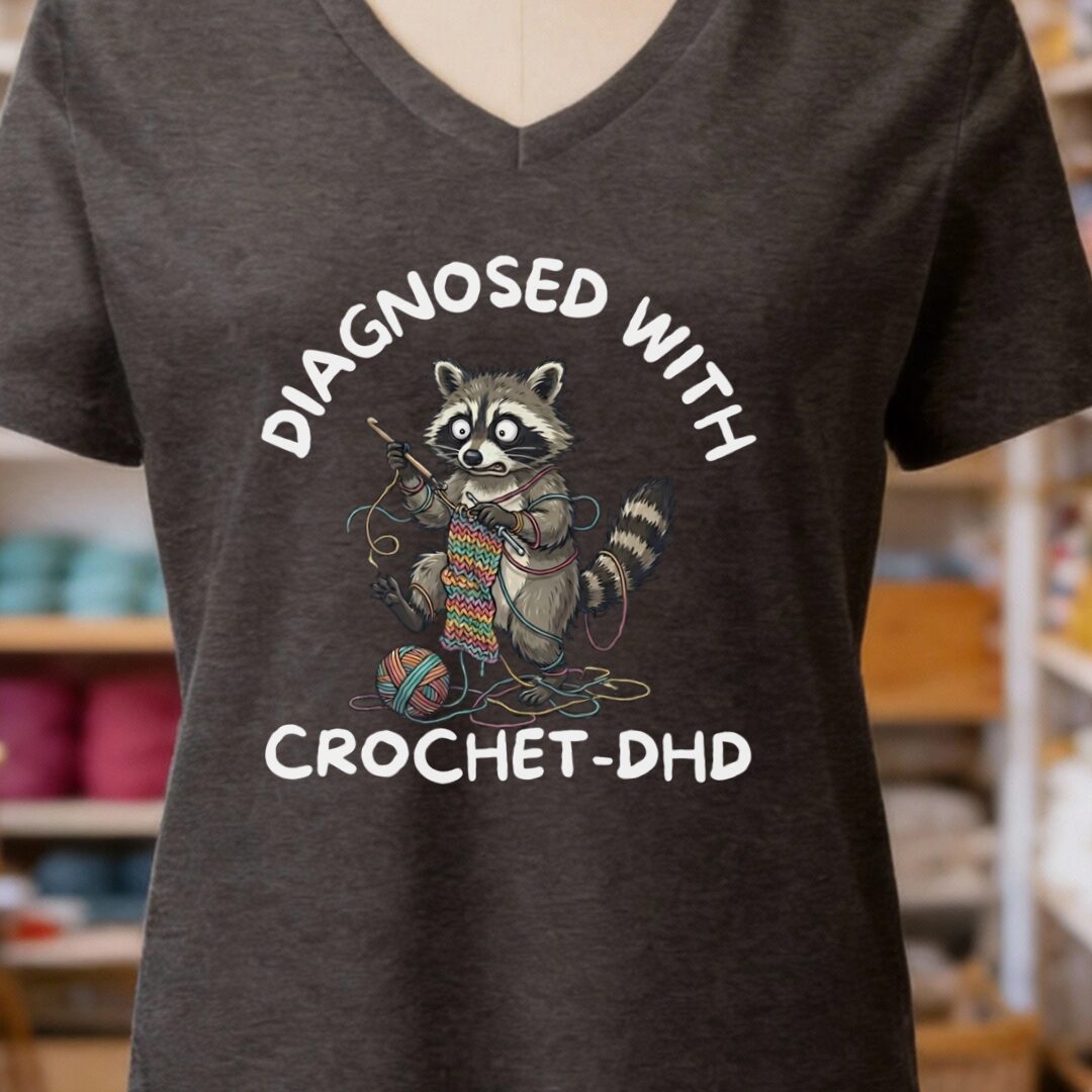 Crochet-DHD V-Neck T-Shirt Dark Grey t-shirt
