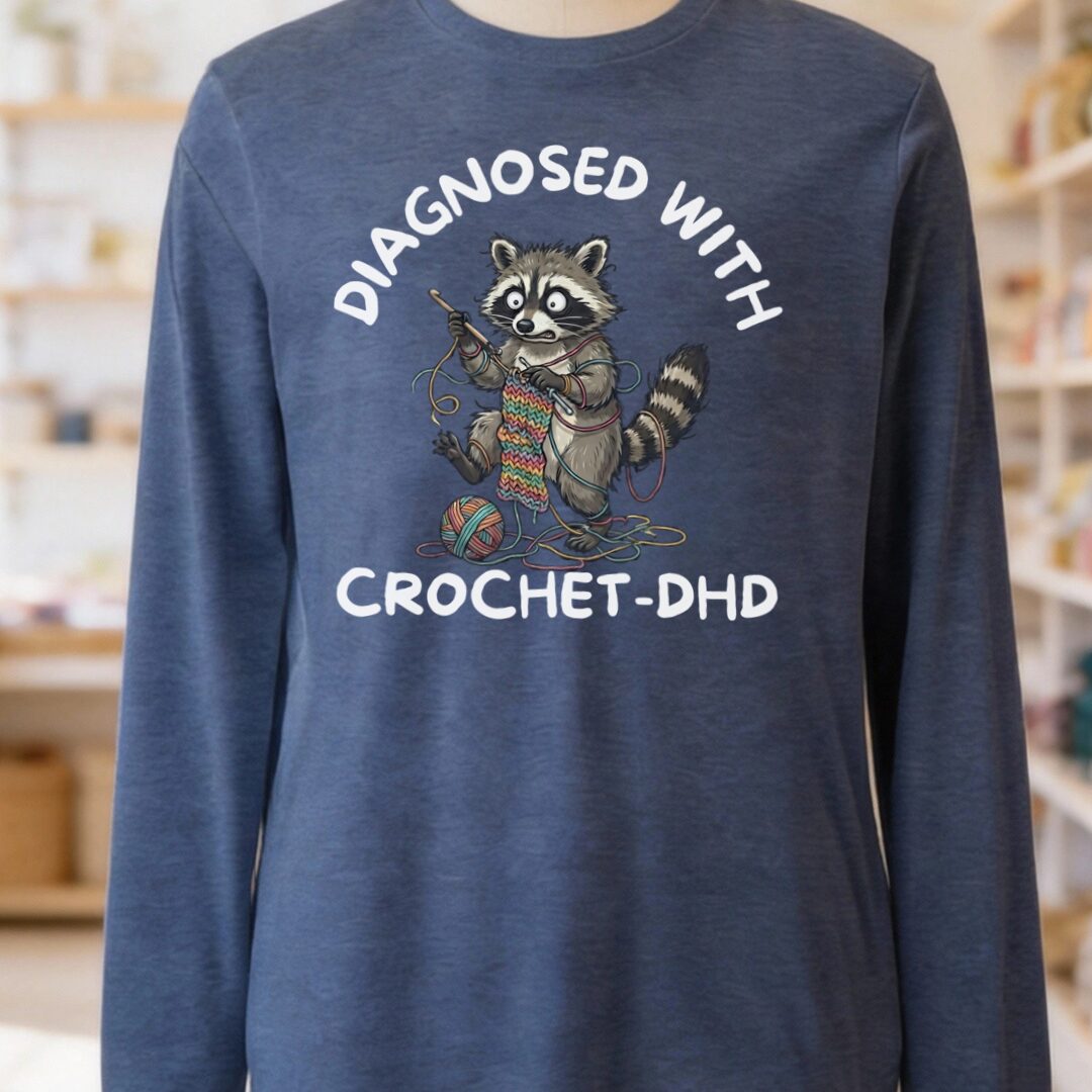 Crochet-DHD Long Sleeve Tee Navy t-shirt