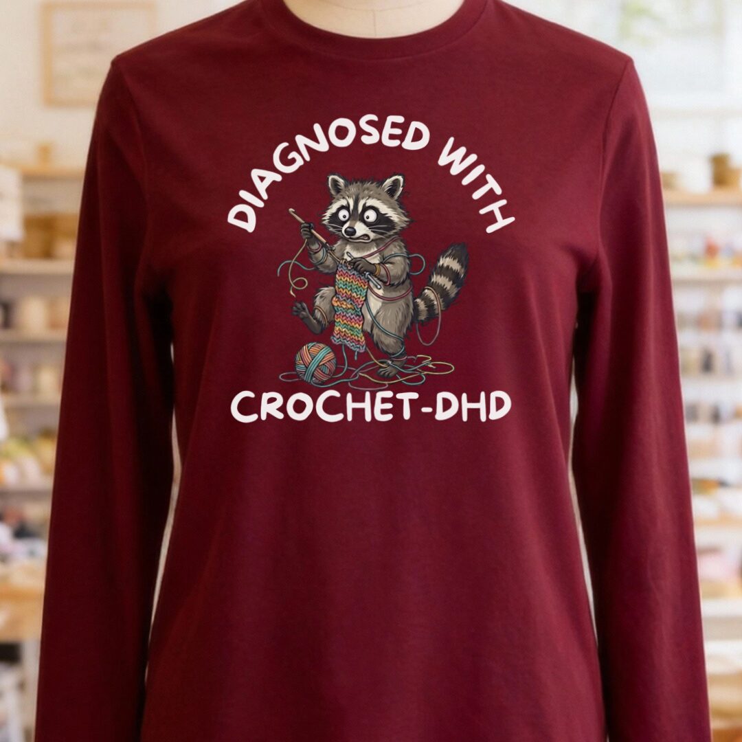 Crochet-DHD Long Sleeve Tee Maroon t-shirt
