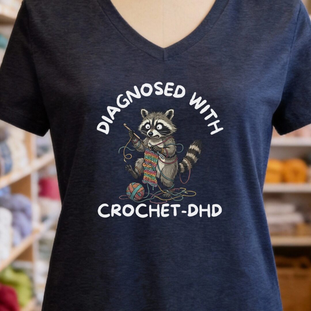 Crochet-DHD V-Neck T-Shirt Navy t-shirt